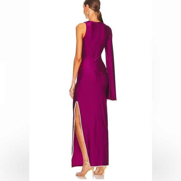 REVOLVE Khriya Pearl Trim Maxi Dress in Cranberry - Picture 4 of 6